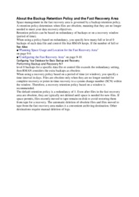 About the Backup Retention Policy and the Fast Recovery Area