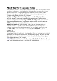 About User Privileges and Roles