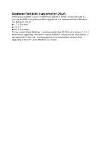 Database Releases Supported by DBUA - wykład