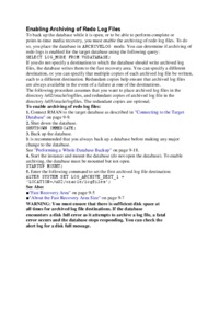 Enabling Archiving of Redo Log Files - wykład