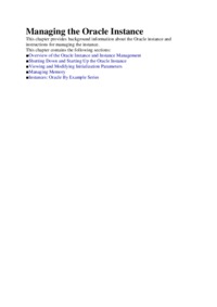 Managing the Oracle Instance - wykład