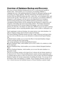 Overview of Database Backup and Recovery - wykład