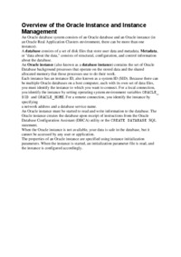 Overview of the Oracle Instance and Instance Management  - wykład