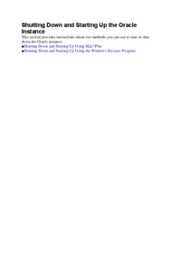 Shutting Down and Starting Up the Oracle Instance