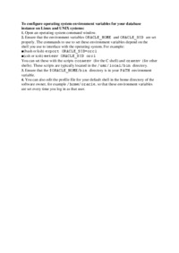 To configure operating system environment variables for your database UNIX