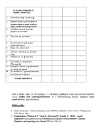 Arkusz obserwacji dla dzieci z ADHD