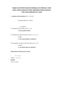 Komplet czterech liczb kwantowych określających - omówienie 