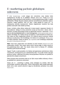 E –marketing pachnie globalnym sukcesem