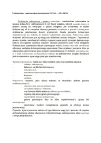 Tachimetria z zastosowaniem instrumentu TOTAL - STATION