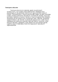 Tworzywa sztuczne - opracowanie