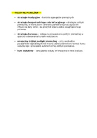 POLITYKA PIENIĘŻNA - kurs walutowy 