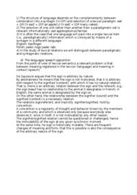 Linguistic Structuralism-main issues-opracowanie