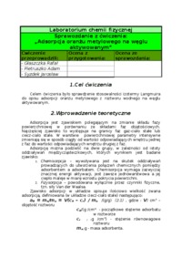 Sprawozdanie - adsorpcja oranżu