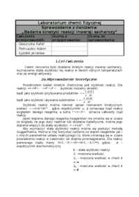 Pelne sprawozdanie z ćwiczeń - kinetyka inwersji sacharozy