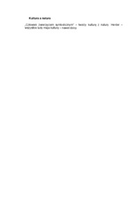 Kultura a natura - omówienie