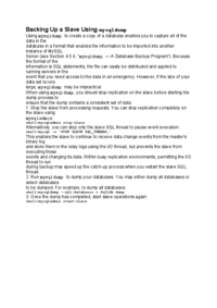 Backing Up a Slave Using mysqldump-opracowanie