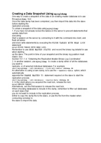 Creating a Data Snapshot Using mysqldump-opracowanie