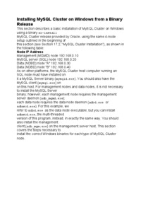 Installing MySQL Cluster on Windows from a Binary Release-opracowanie