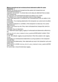 Mixing transactional and nontransactional statements within the same transaction-opracowanie