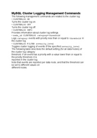 MySQL Cluster Logging Management Commands-opracowanie