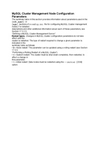 MySQL Cluster Management Node Configuration Parameters-opracowanie