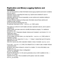 Replication and Binary Logging Options and Variables-opracowanie