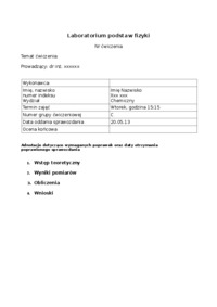 Laboratorium podstaw fizyki - Wzór sprawozdania