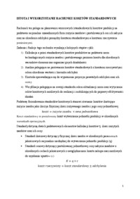 Wykorzystanie rachunku kosztów standardowych - omówienie