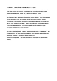 Rachunek kosztów rzeczywistych - omówienie 