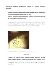 Rozwiązanie problemu minimalizacji kosztów  - omówienie zagadnienia