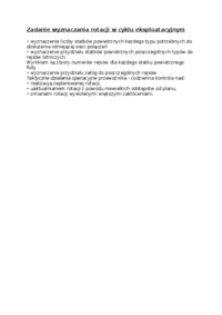Zadanie wyznaczania rotacji w cyklu eksploatacyjnym - wykład