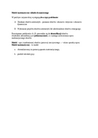 Model matematyczny układu dynamicznego - wykład