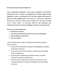 Restrukturyzacja organizacyjna przedsiębiorstwa