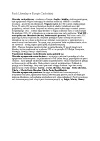 Ruch Liberalny w Europie Zachodniej- opracowanie