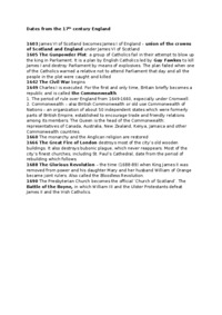 Dates from the 17th century England