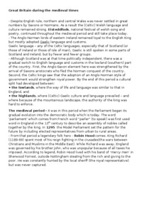 Great Britain during the medieval times