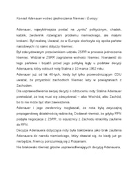 Wykład - Konrad Adenauer wobec zjednoczenia Niemiec i Europy