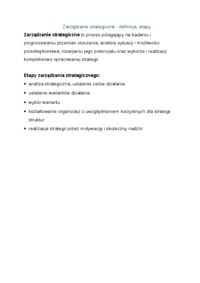 Wykład - Zarządzanie strategiczne