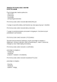 Wykład - związki psychologii z innymi dyscyplinami