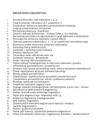 dielektryki i magnetyki - zagadnienia na egzamin