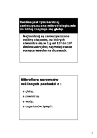 Mikroflora surowców i produktówpochodzenia roślinnego pochodzenia roślinnegoi zwierzęcego- wykład 20